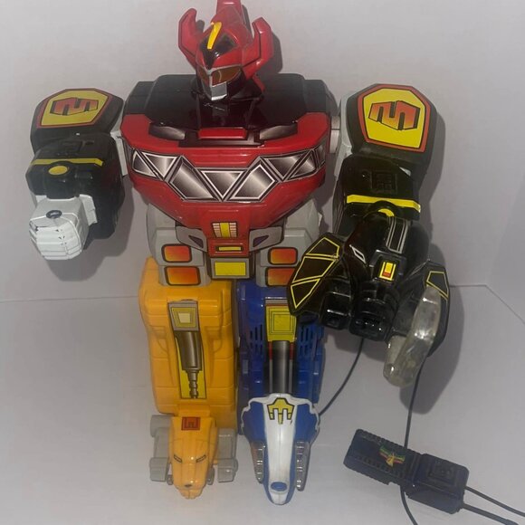 POWER RANGERS BANDAI DINO MEGAZORD 1993 WITH REMOTE CONTROL- non-working- 14" - Picture 7 of 8